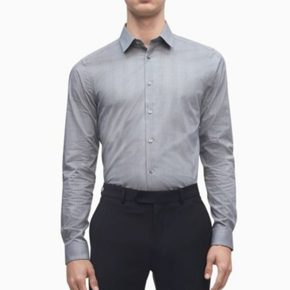 Calvin Klein Infinite Non Iron Slim Fit Stretch Collar Dress Shirt - Picture 1 of 9